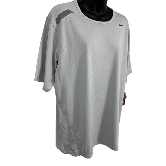 Nike Dri-Fit Mens Running Shirt Large Light Gray Athletic Tee Short Sleeve New - Picture 3 of 9